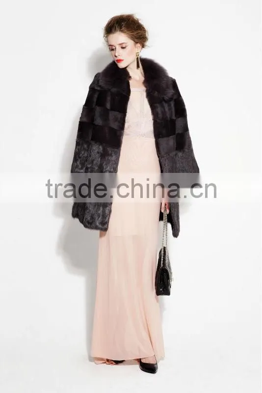 Long chinese winter rabbit fur coat from china