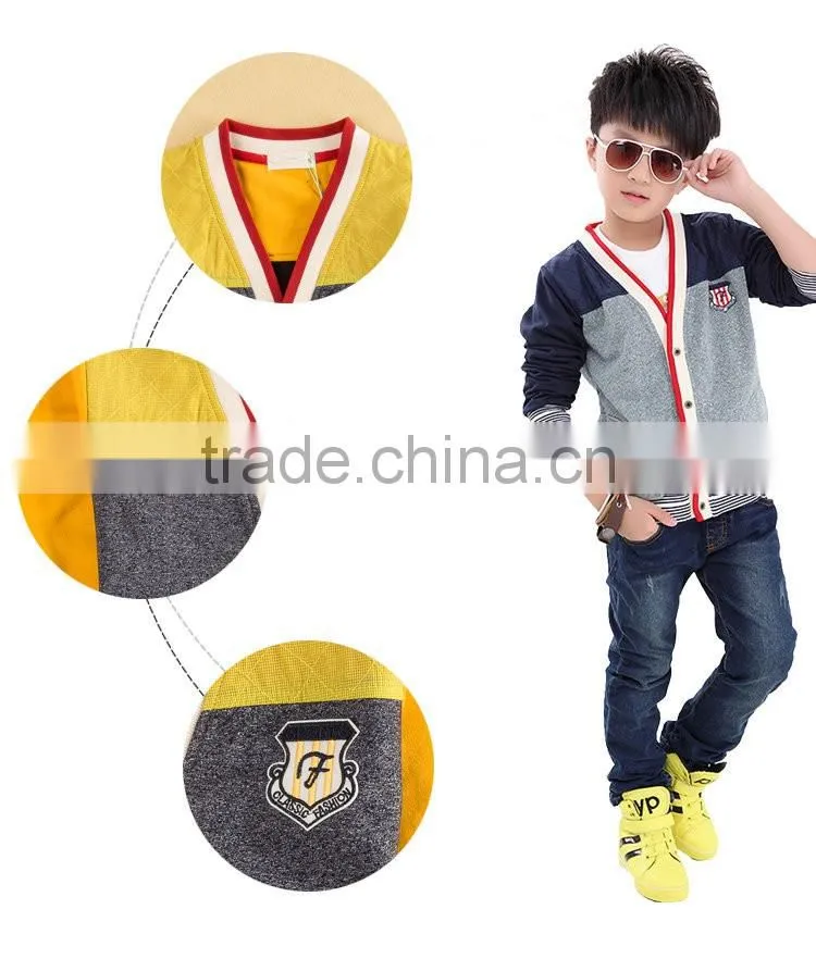 2016 children British style boy fall coat/ thin coat autumn cardigan fashion jacket with embroidered