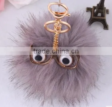shiny unicorn horse animal fur pom pom keychain bag charms unique faux fur ball bag charms 2017 keychain premium gifts