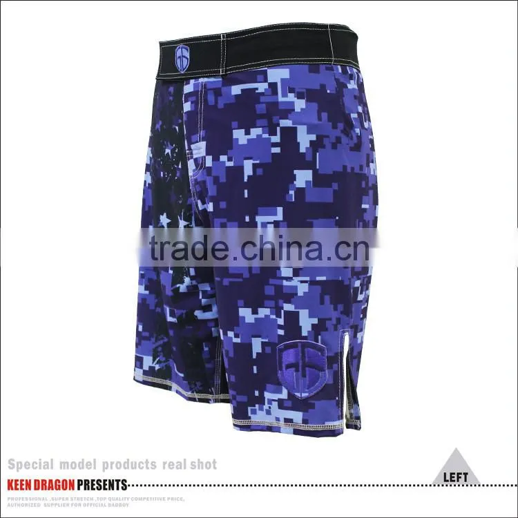 BLUE CAMO HIGH QUALITY FIGHT SHORTS FOR MEN MICROFIBER FABRIC