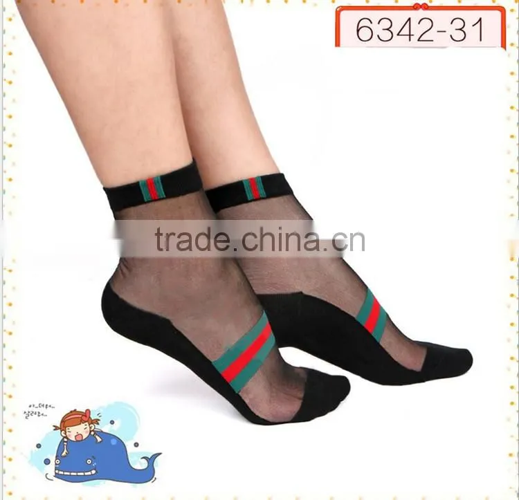 Hot sales Colorful Ultrathin Transparent Beautiful Crystal Elastic Calcetines Short Women Socks Summer Sock Womens