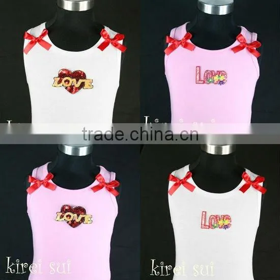 Girls White Tank Top with Black Leopard Love