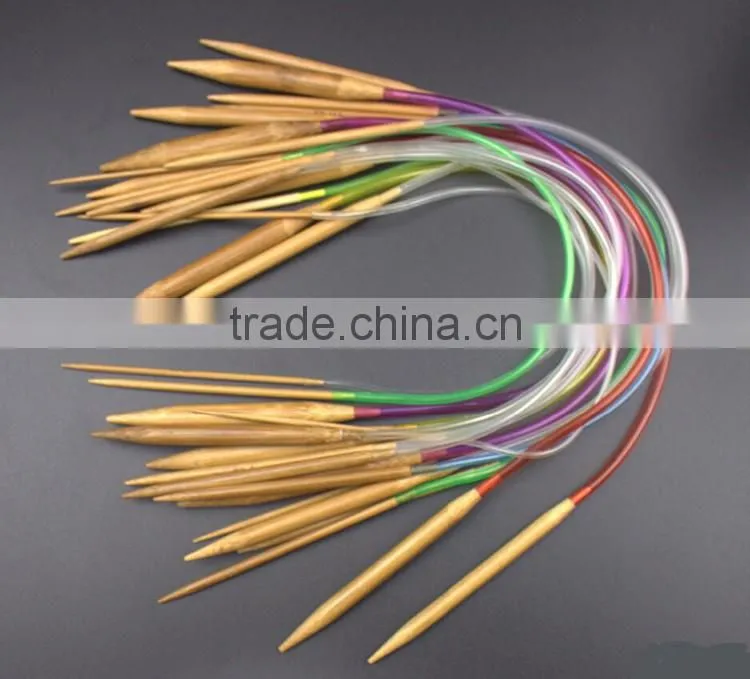 18Pcs/set 16" 40cm Cheap Colorful Plastic Circular Nature Bamboo Circular Knitting Needle Set