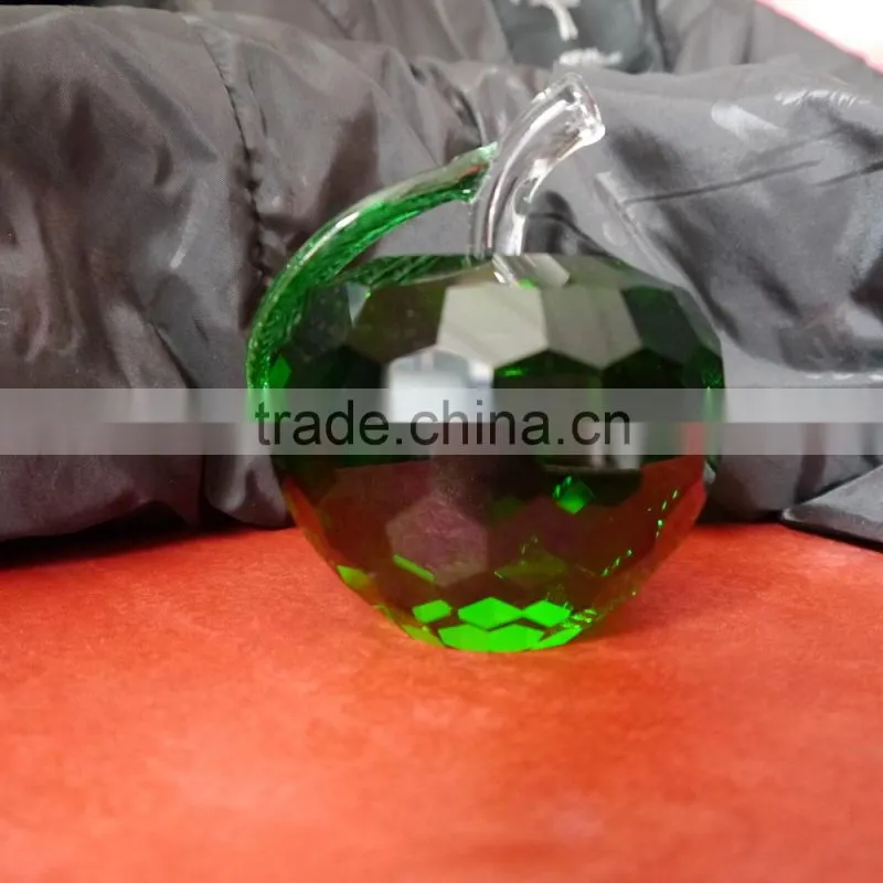 Cheap Crystal Apple With Green Leaf,Clear Crystal Apple for Wedding Souvenir or Gift