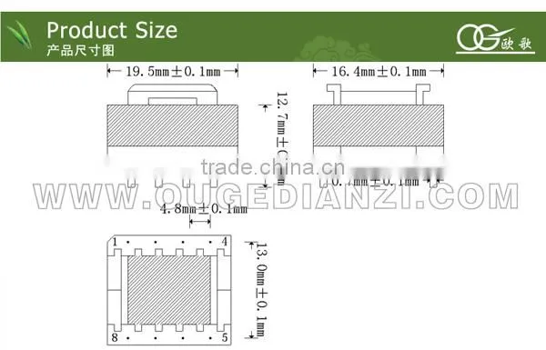 EE19 step down transformer 110v 220v,horizontal,pin5+5