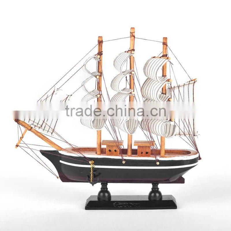 2pc Wooden Sailing Boat Ship Model Decor Collection 6 Tones
