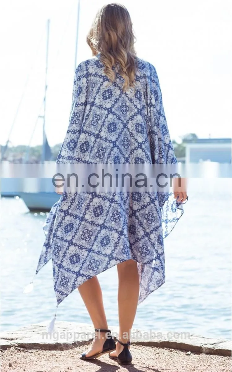 100% Rayon women printed cardigans sheer soft kimono cardigan