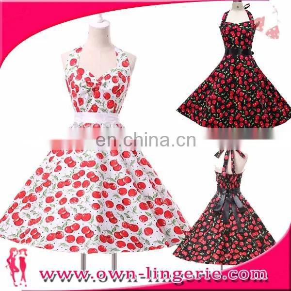 Vintage Swing Party Clothing Rockabilly Dress long sleeve cotton printed one piece plus size maxi dress