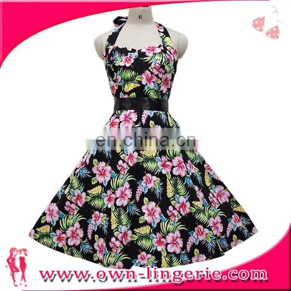 50s vintage dress old fashion style floral design womens retro rockabilly dress