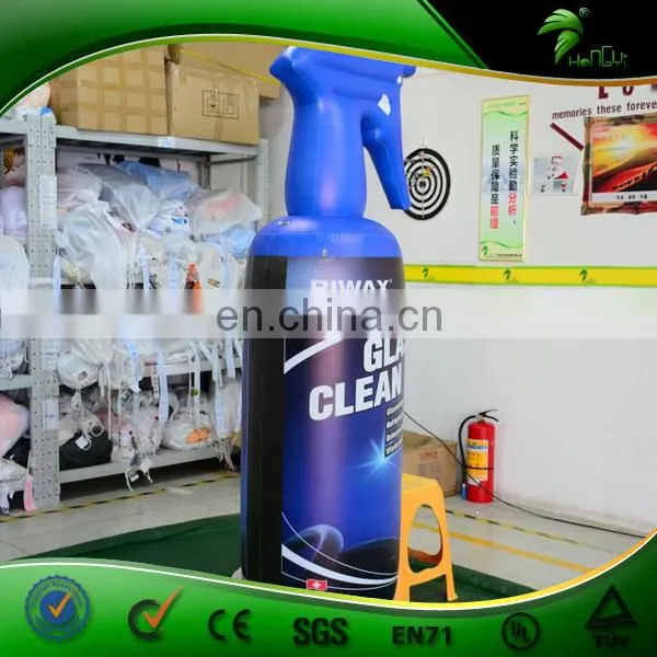Inflatable Advertising Glass Clean Model Replica, Blue PVC Inflatable Helium Bottle Balloon for Sale