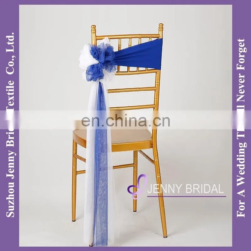 SH091AA organza ribbon stretch band organza chair sash with stretch fabric band