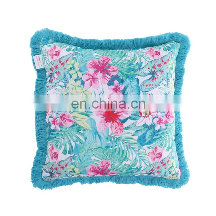 Decorative Square Accent Pillow Case 18x18inch Abstract Flower Arrangement Style Nature Elements Vibrant