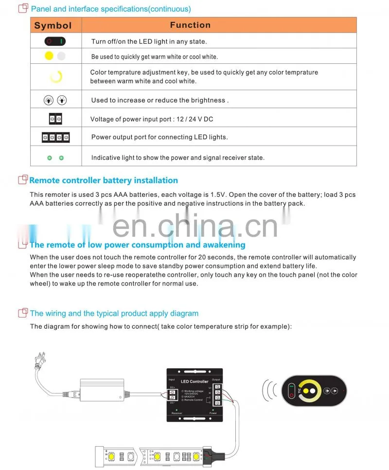 High quality top sell dc12v 24v wall rgb controller rf remote touch panel controller