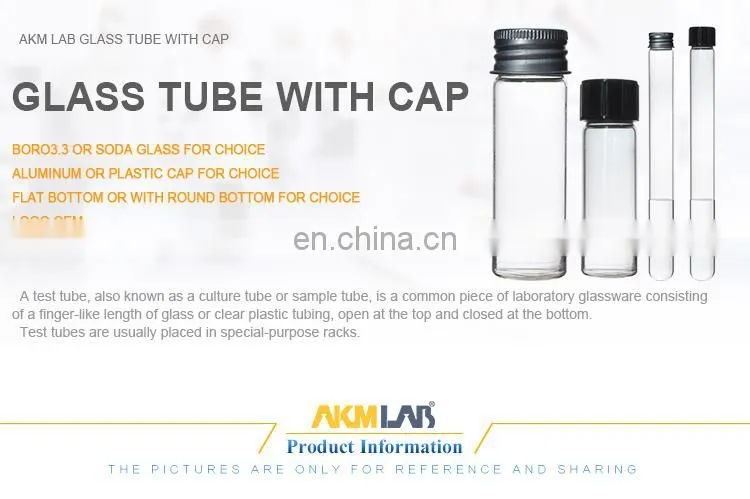 AKMLAB Laboratory Glass Test Tubes With Aluminum Screw Cap
