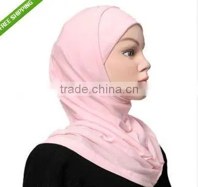 A446 Clearance Maroon SOLID COLOR TWO PIECES COTTON ISLAM HEADWEAR,MUSLIM HIJAB