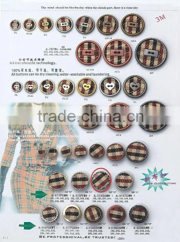 Stylish cloth inlay shank garment button