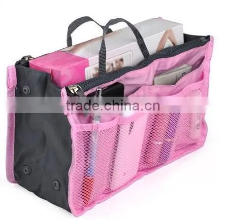 Travel multiple pockets easily move and rotate nylon cosmetic bag