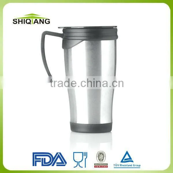 400ml insulated double wall travel mugs with fresh pp inner stainless steel outer car mugs bottles with pressing lid and handle