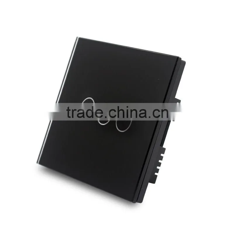 3 Gang Black Crystal Glass Panel Touch Wall Light Switch With Remote Control