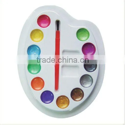 12 COLORS METALLIC WATER COLOR DAMP DRY WITH A PAINTBRUSH AND PALETTE NON-TOXIC