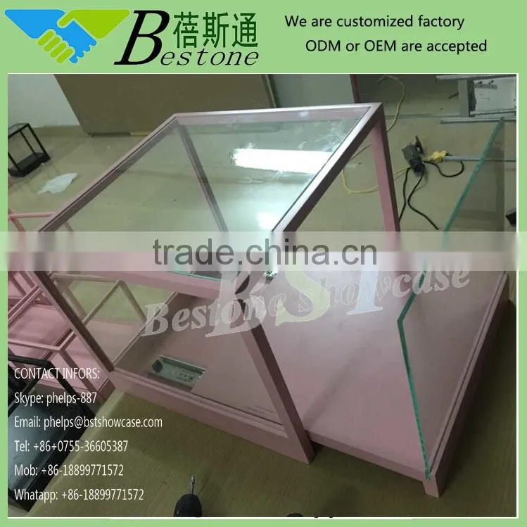 Counter top glass retail store jewelry display furniture showcase