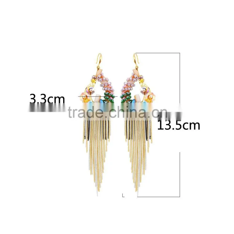 Fashion jewelry long chain fashion tassel bridal earrings