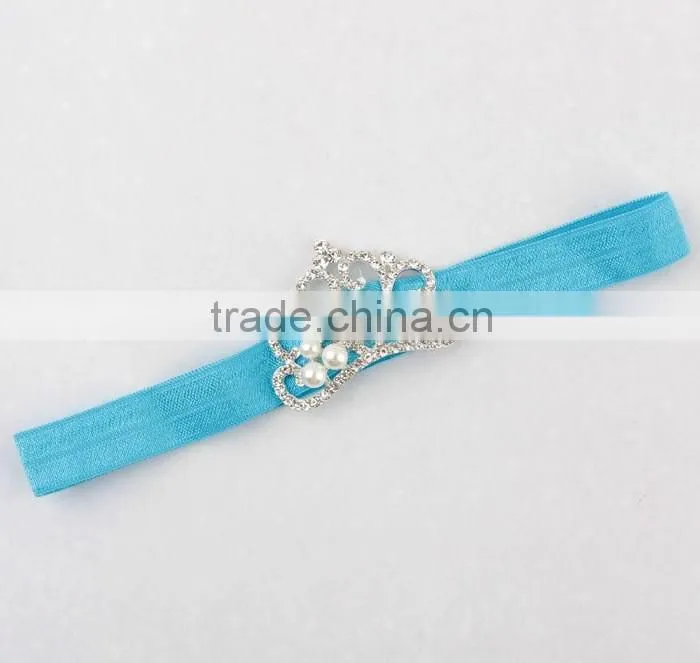European kids headbands new arrival baby girl pearls crown headbands infant baby elastica hair bands