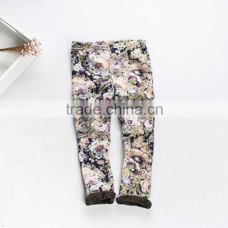 2015 Children Autumn & Winter Printing Kids Leggings Girl Add Wool Legging Baby Girl Keep Warm Pants With Six Colors
