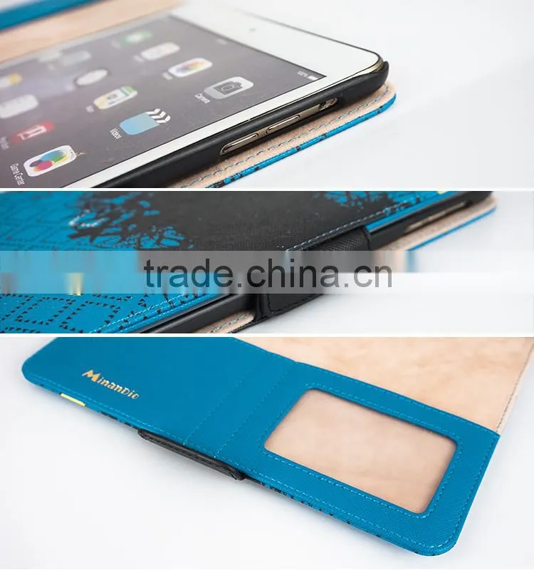 With stand up function and cards slots magnet pu leather case for ipad/mini