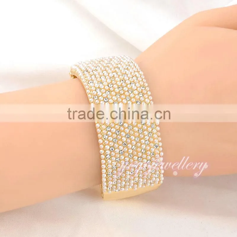womens 2015 jewellery 18k yellow gold plated pearl bangle