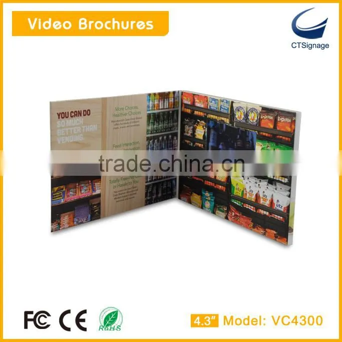 4.3 inch lcd video brochure with customized design for promotion/advertiisng/gift/education