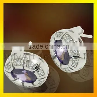 Latest artificial earrings jewelry top quality sterling silver zircon earring