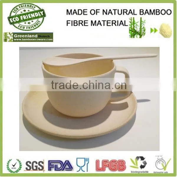 wholesale new white round natural green bamboo fibre coffee cup small spoon