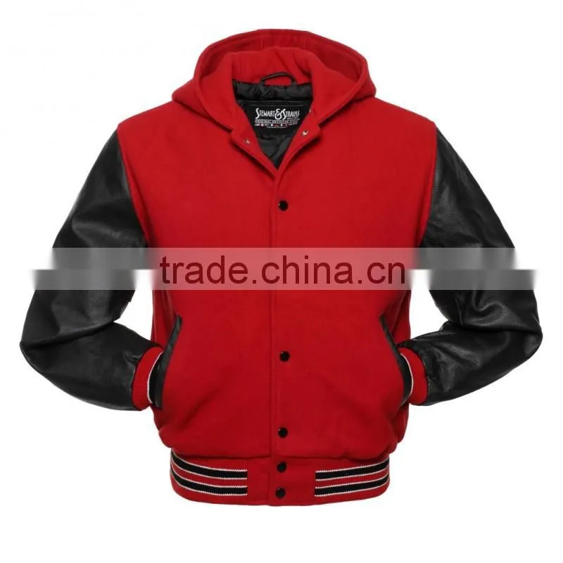 Custom Quality Hooded Plain College Varsity Jacket Wholesale