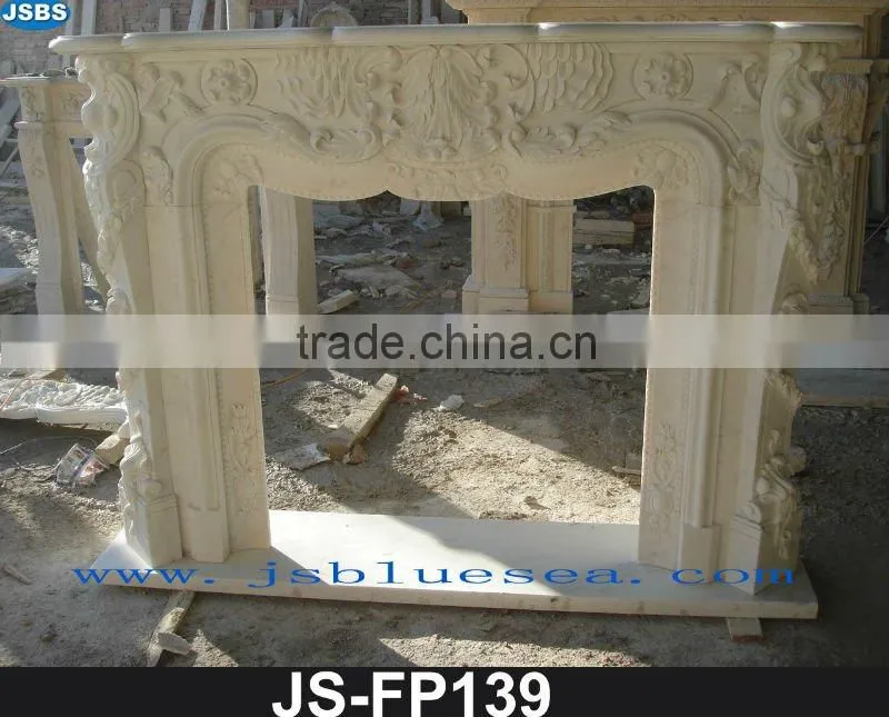 Human and animal statue marble fireplace