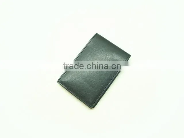 Black Fashion Top Quality Bifold Mini Leather Portable Notepad Case