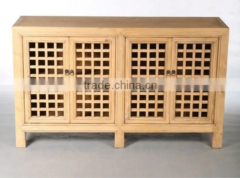 Chinese antique reclaimed solid wood carving cabinet