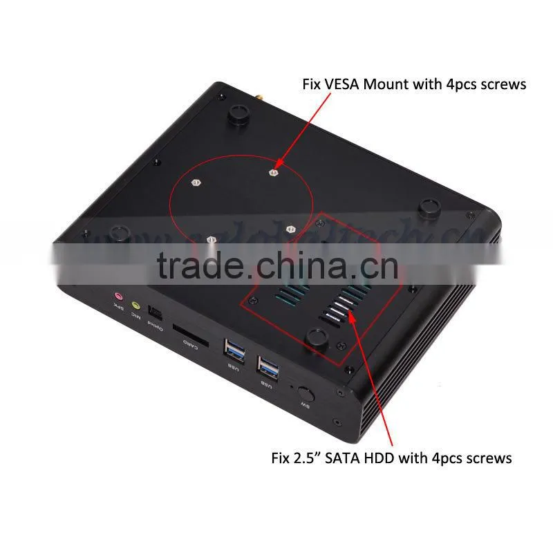 micro pc gaming desktop computer i7 5500u broadwell chipset 2 rj45 2hdmi sd card optical fiber nettop pc portable