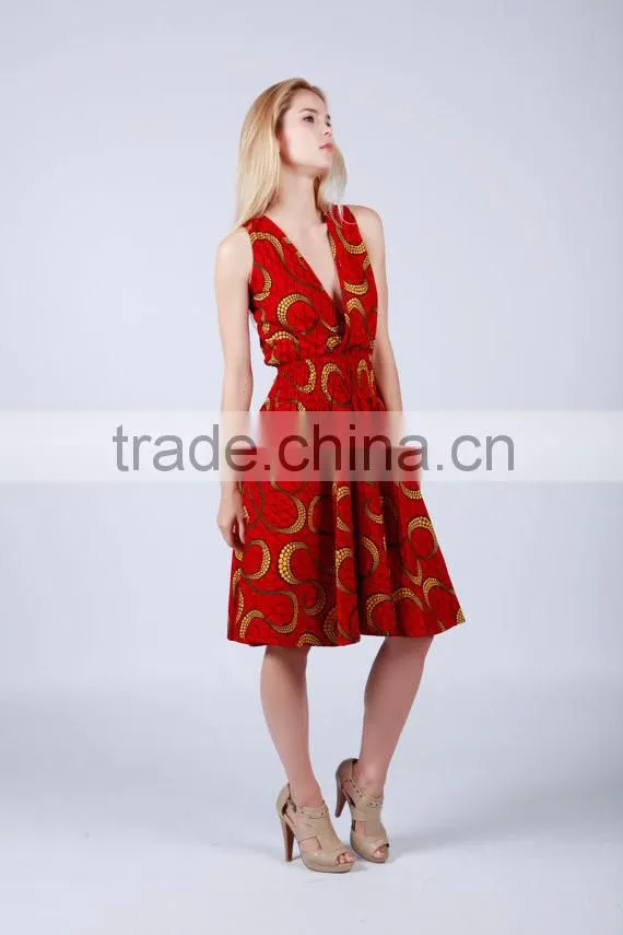 sleeveless A line shift wax print kitenge short african design dresses