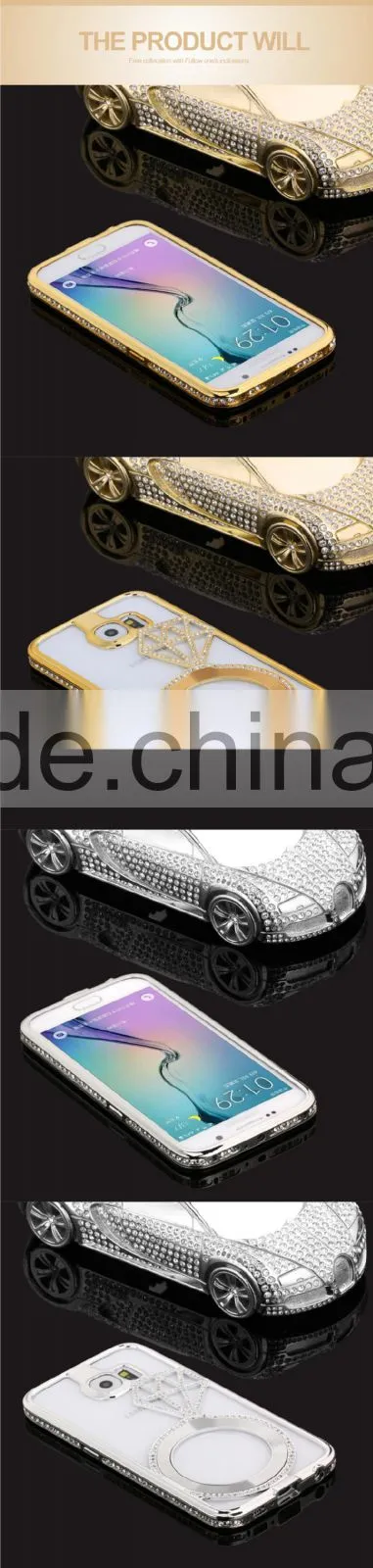 Shengo Own Ring Design Diamond Cell Phone Case for Samsung Galaxy S6 Edge