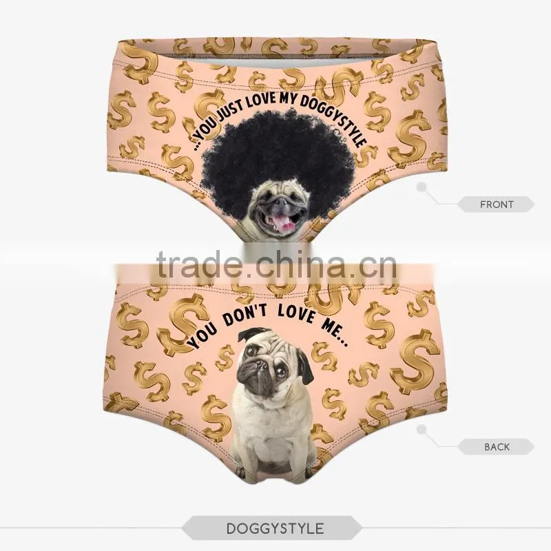 ladies hot sexy panties pug dog cut cat sexy girls tight lingerie stretchy underpanties 3d digital full print custom hot sale