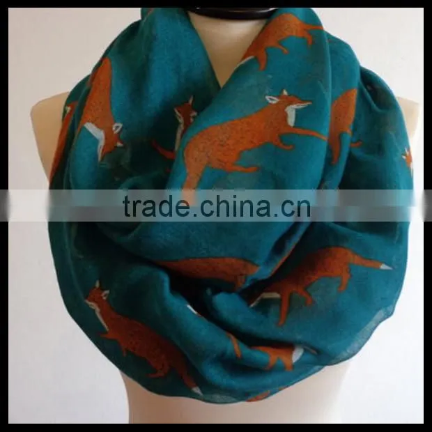 Fox print infinity scarf, spring scarf, fox scarf, print scarf Holiday Scarf. Valentine scarf. CREAM and Colorful scarf at stock