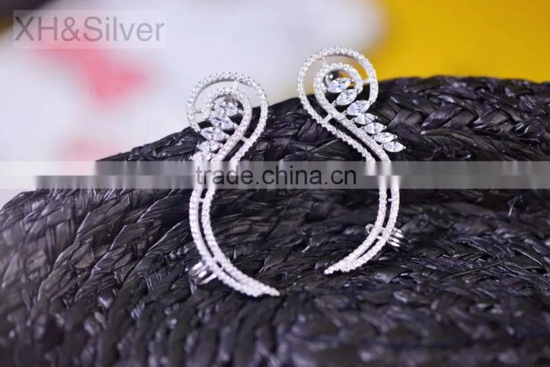 Cheap price for sale crystal bridal 925 silver chandelier earrings
