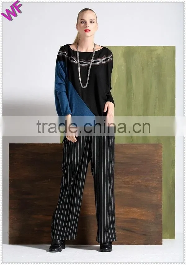 Top fashion Batwing sleeve Knitted woman model simple blouse