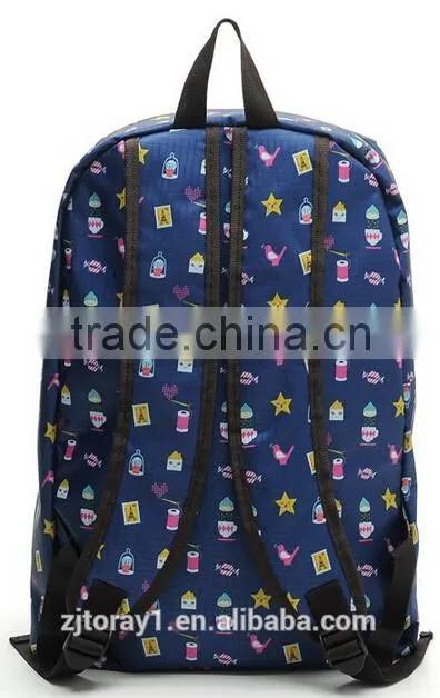 Cute Printed Foldable School Bag Polyester School Back Pack