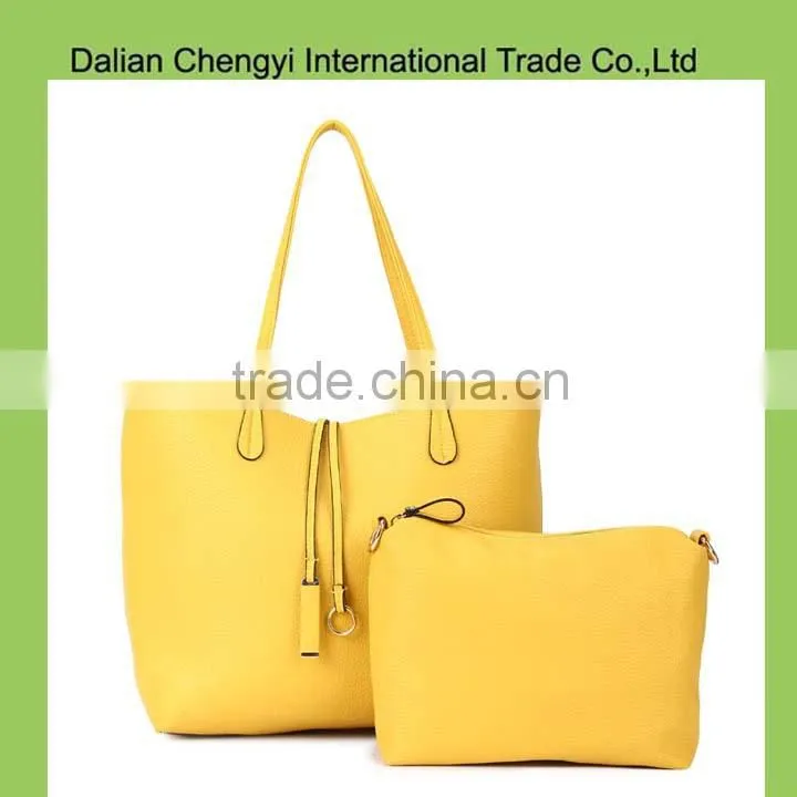Fashion popular ladies pu leather shoulder bag with mini bag