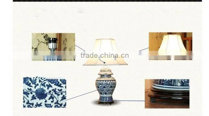 Chinese ceramic ginger jar table lamp with base switch
