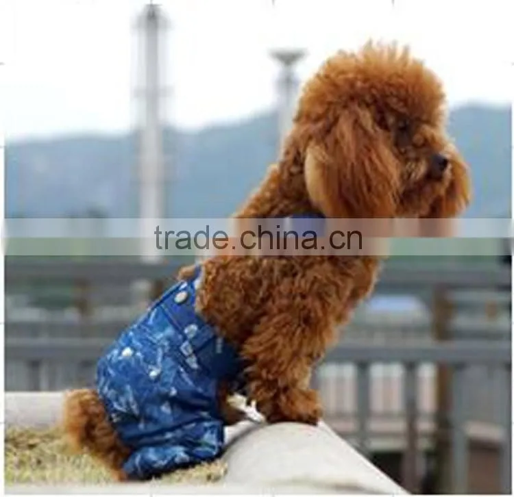 dog jumpsuits deep blue denim trousers