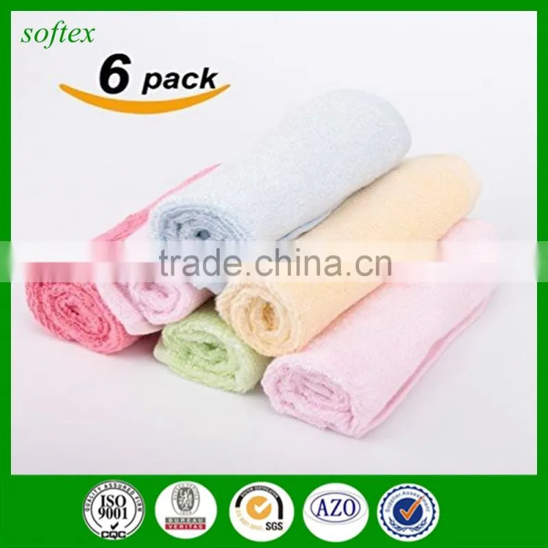 6 Pack 10"x10" soft custom baby bamboo washcloth wipes