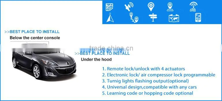 Victor or OEM Universal 4 Doors gps tracking with central locking system